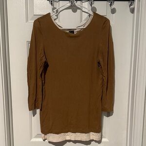 Daniel Boudon Formes Paris Layered Long Sleeves Tunic Brown and Tan Size 3